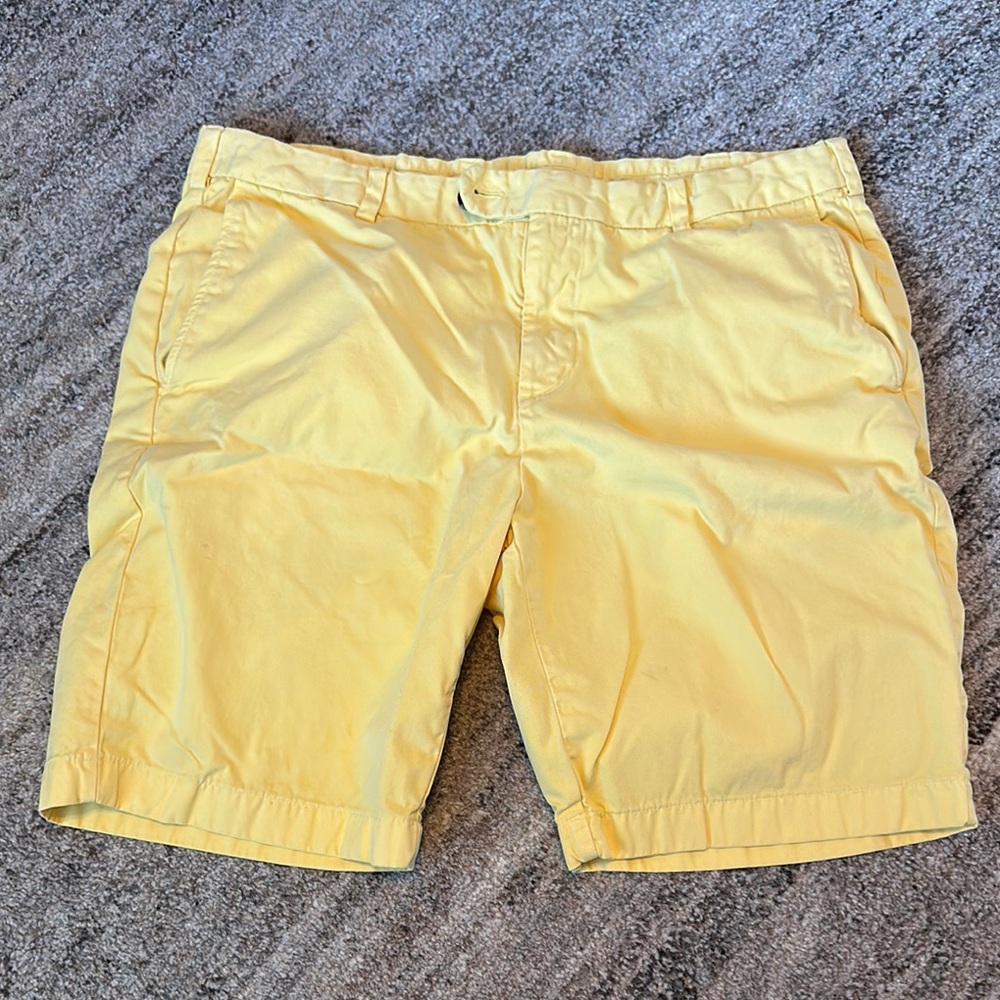 Bright Yellow Flat Front Casual Shorts